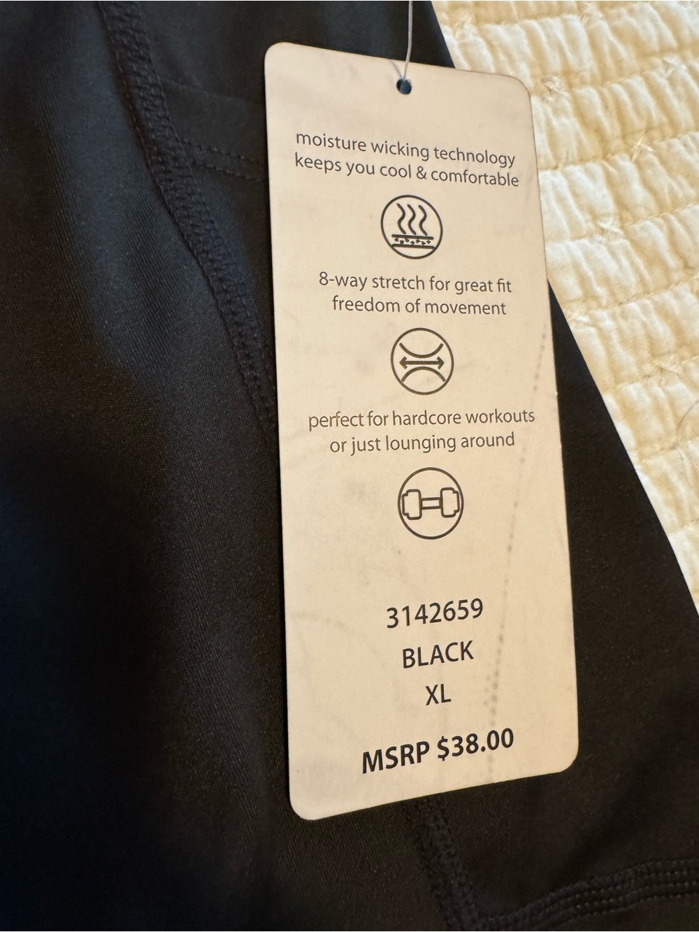 Athletic Black High-Waist Bike Shorts with Pockets New With Tags Size XL - Picture 3 of 4
